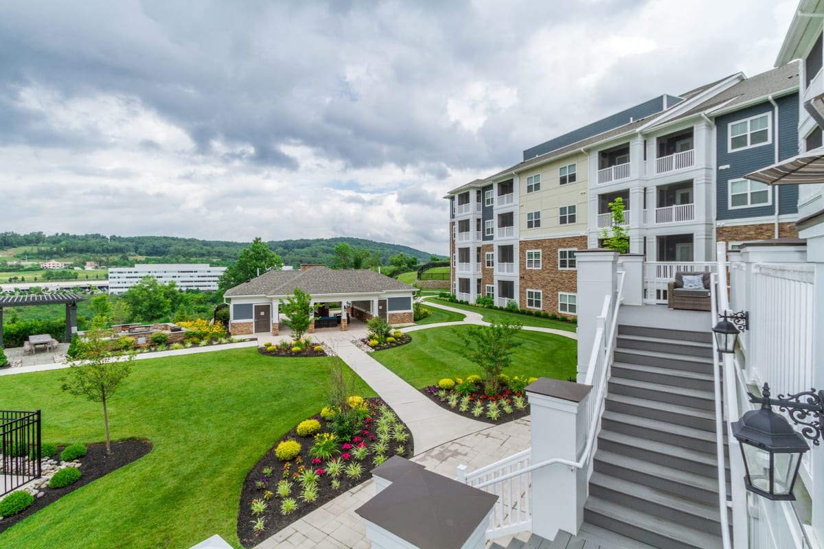 The Haven at Atwater Village aerial view of community lawn - Malvern, PA