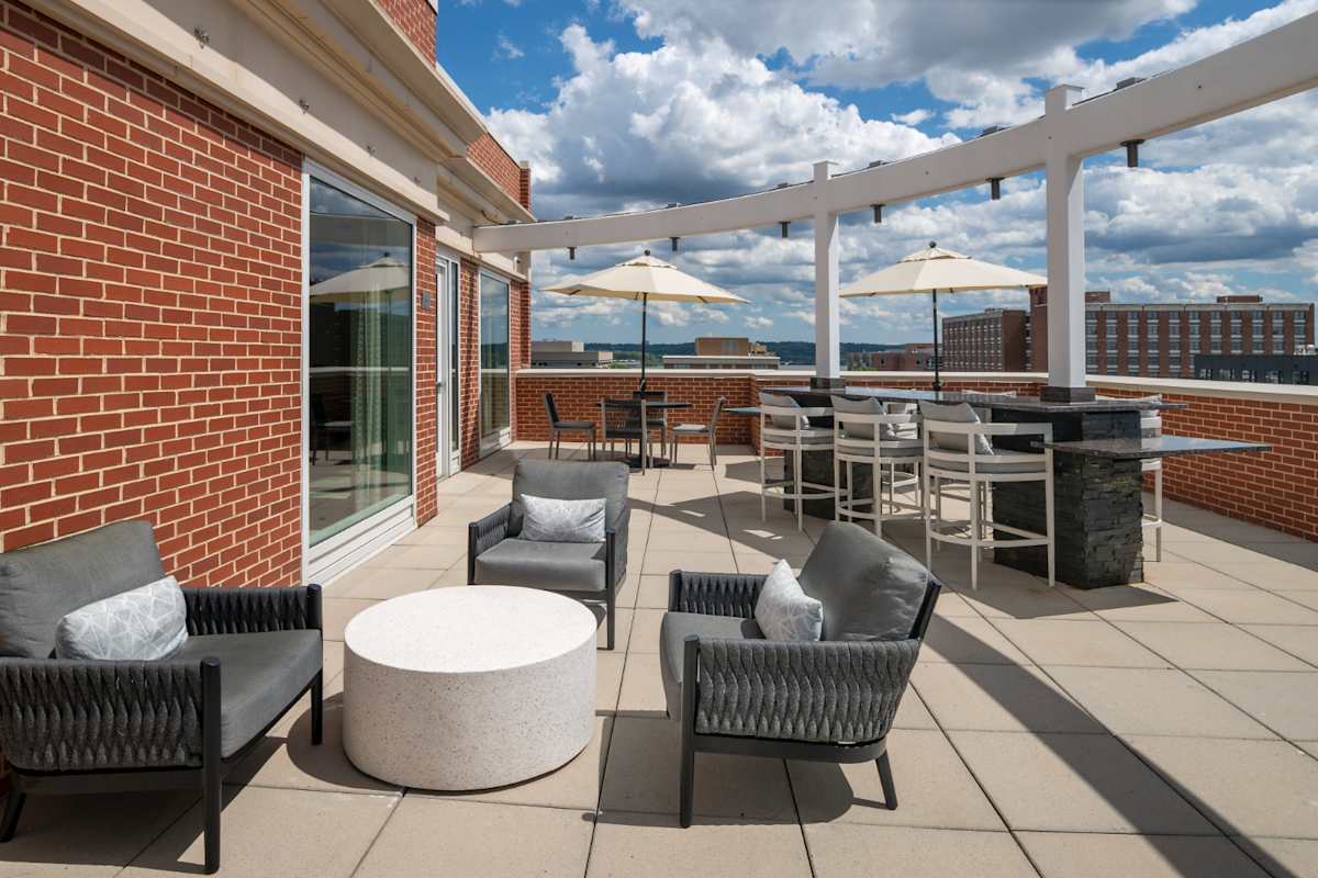 The Kingsley rooftop terrace lounge with views - Alexandria, VA