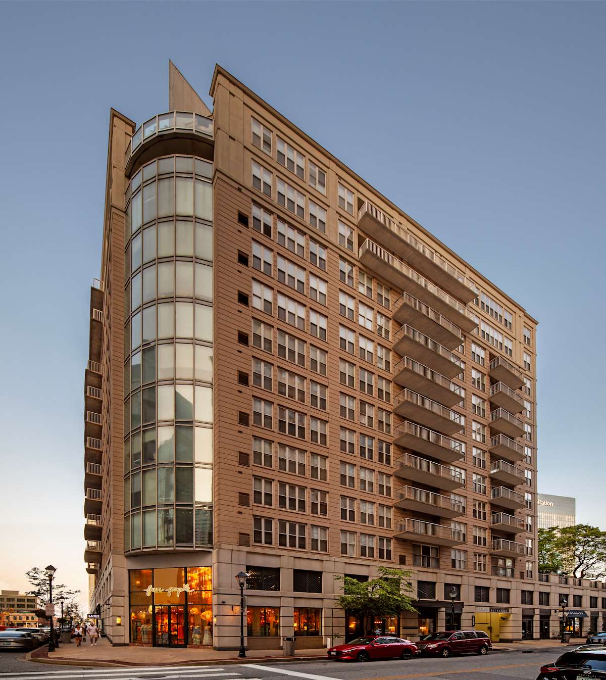 The Promenade at Harbor East waterfront building exterior - Baltimore, MD