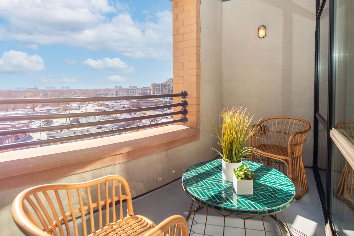 The Beacon Clarendon apartment balcony view - Arlington, VA