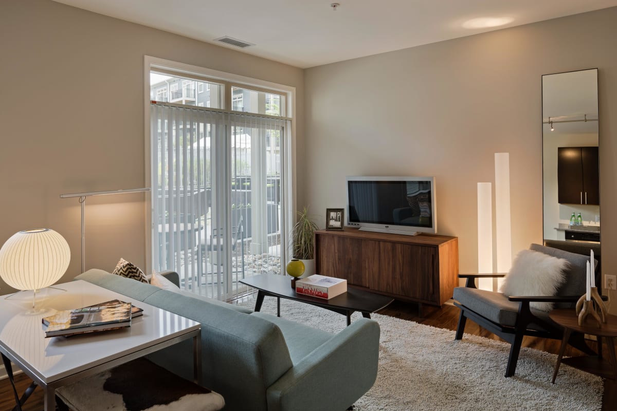 The Citron living room with TV - Silver Spring, MD