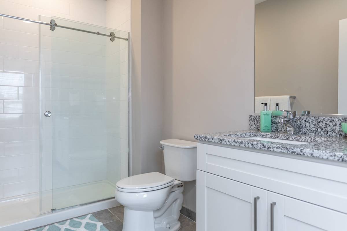 The Kelly bathroom with flush mount sink and gooseneck faucet - Bala Cynwyd, PA