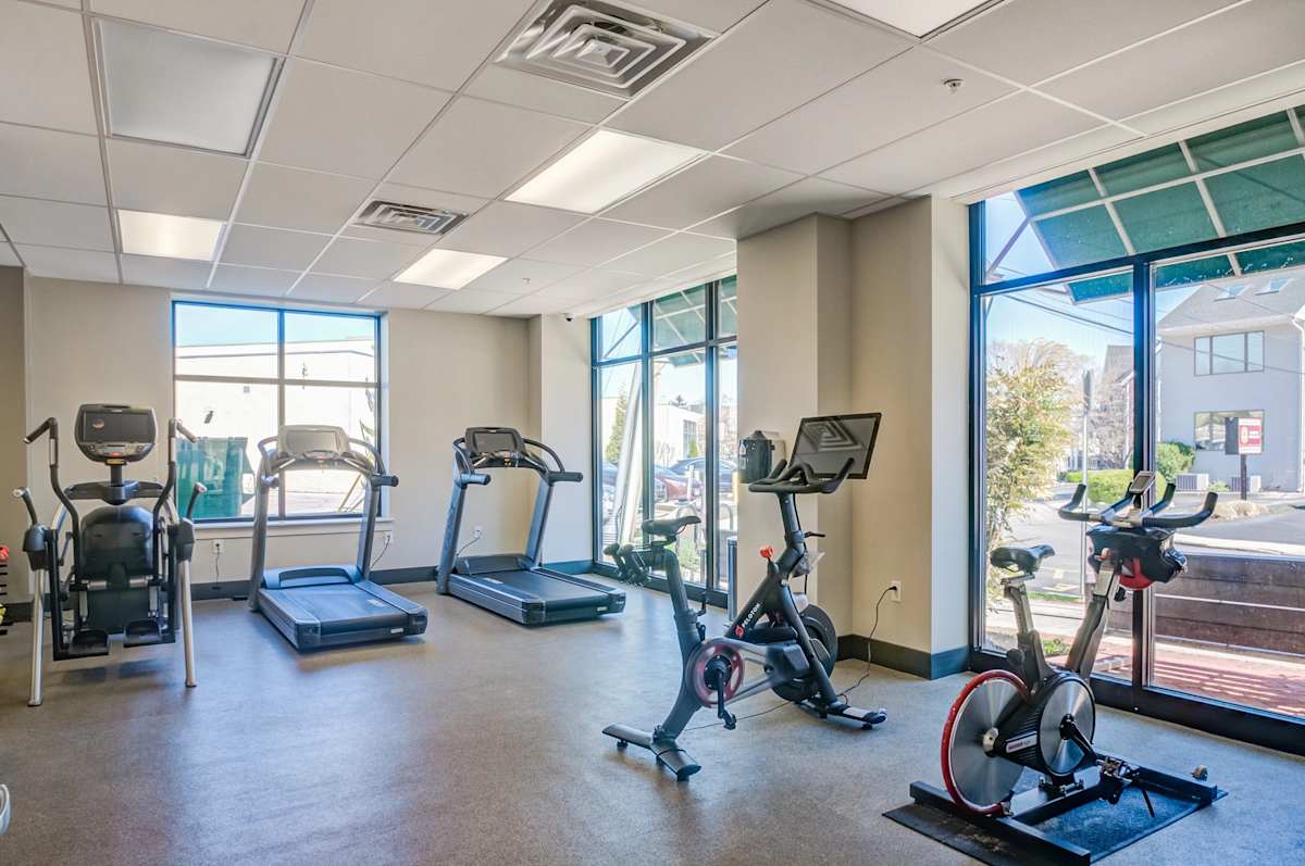 The Square fitness center equipment and Peloton bikes - Ardmore, PA