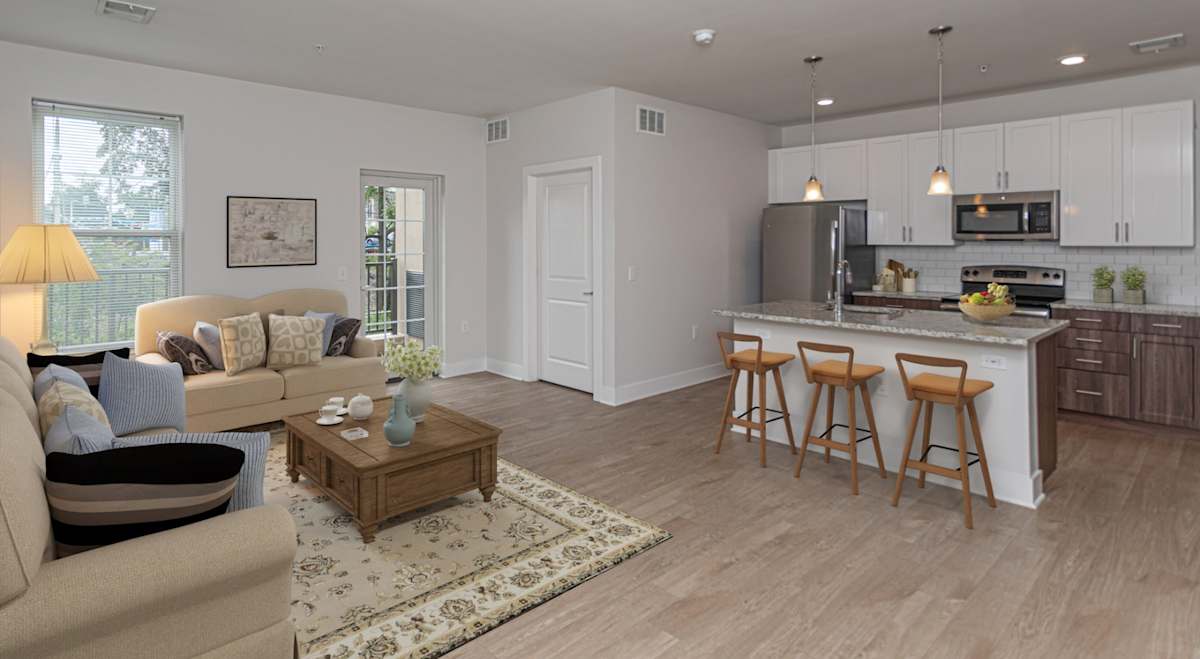 The Square apartment living room interior - Ardmore, PA