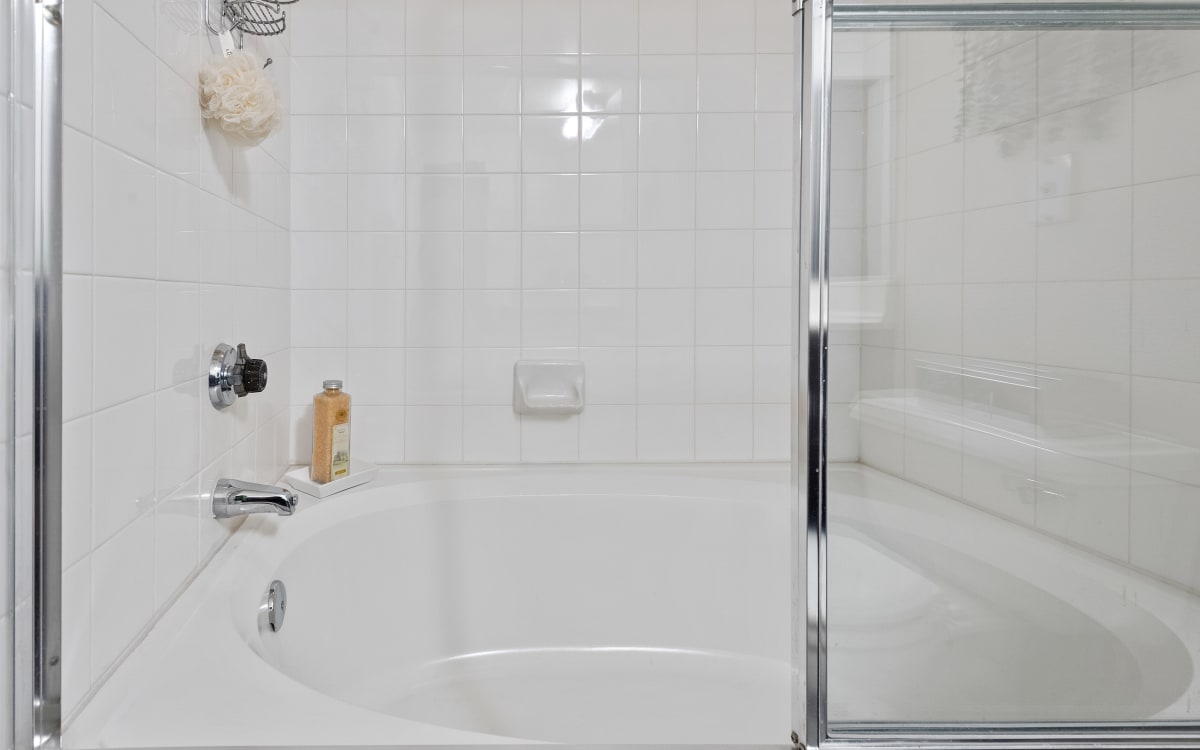 Apartment bathroom — representative home at Mountainside.