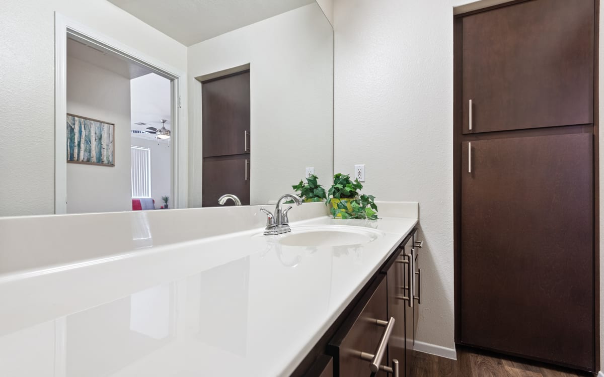 Apartment bathroom — representative home at Mountainside.