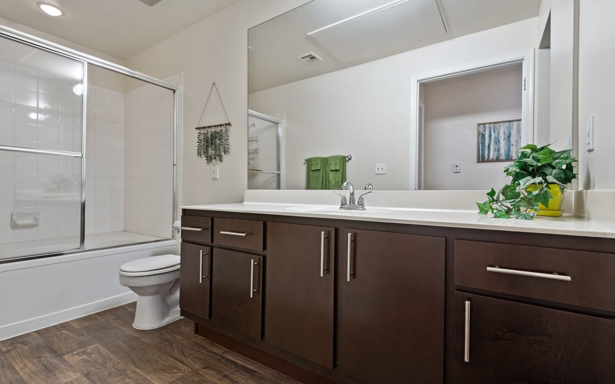 Apartment bathroom — representative home at Mountainside.
