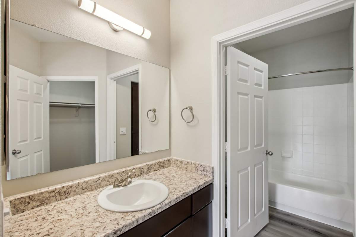 Apartment bathroom — representative home at Sweetwater at Metro North.