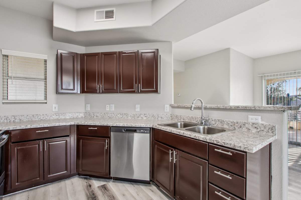 Apartment kitchen — representative home at Sweetwater at Metro North.