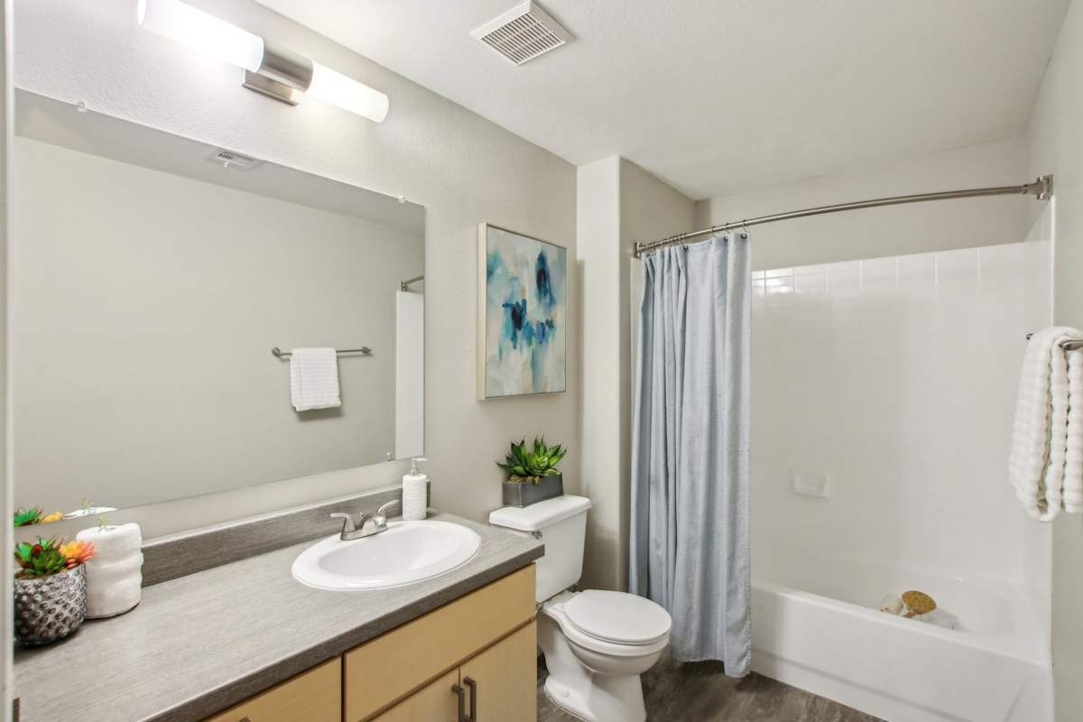 Apartment bathroom — representative home at Sweetwater at Metro North.