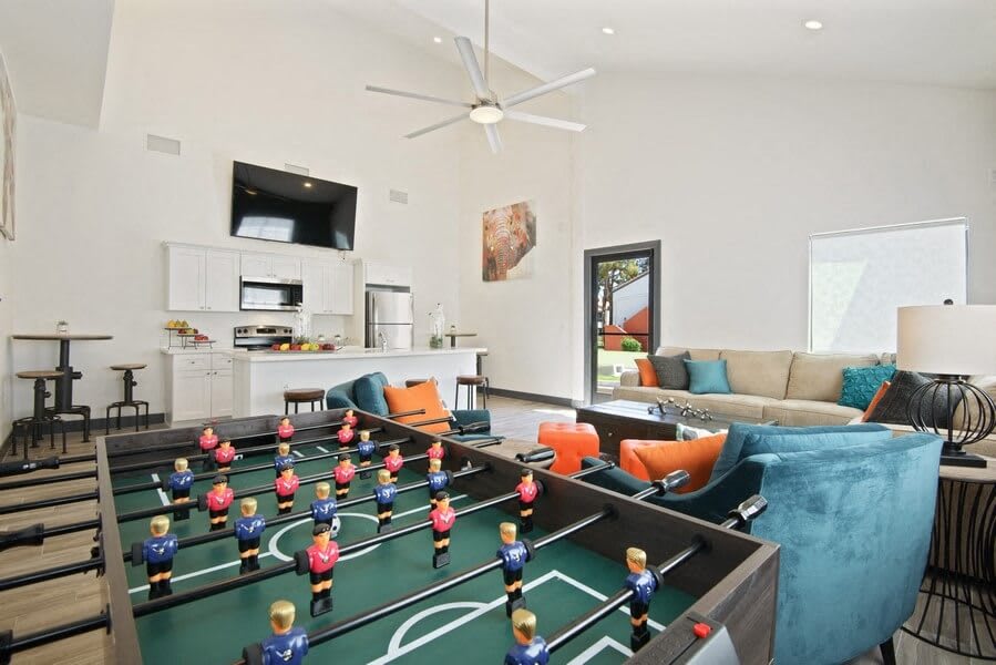 Shared game room at Lore South Mountain.