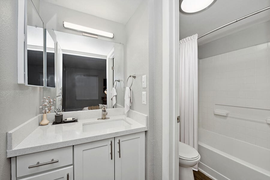 Apartment bathroom — representative home at Crystal Creek.