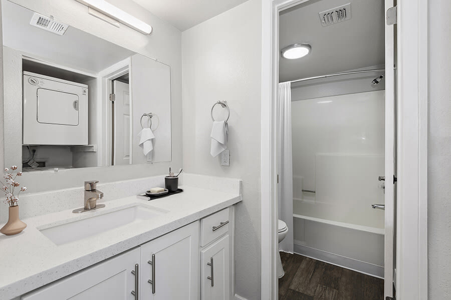 Apartment bathroom — representative home at Crystal Creek.