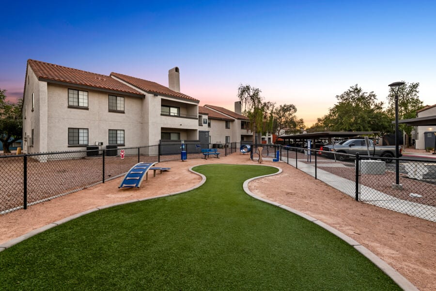 Enclosed dog exercise area at Lore South Mountain.