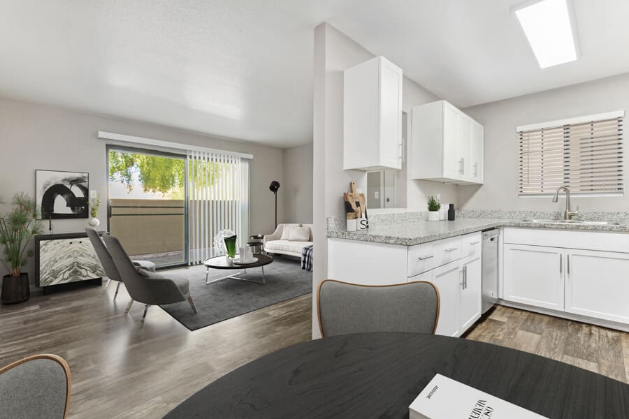 Apartment kitchen — representative home at Lore South Mountain.