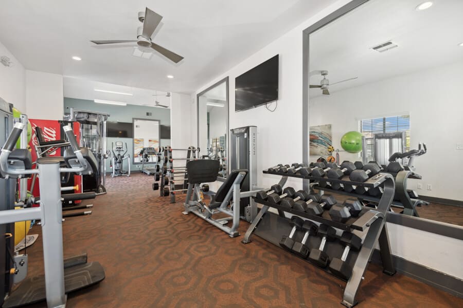 Fitness room at Lore South Mountain.