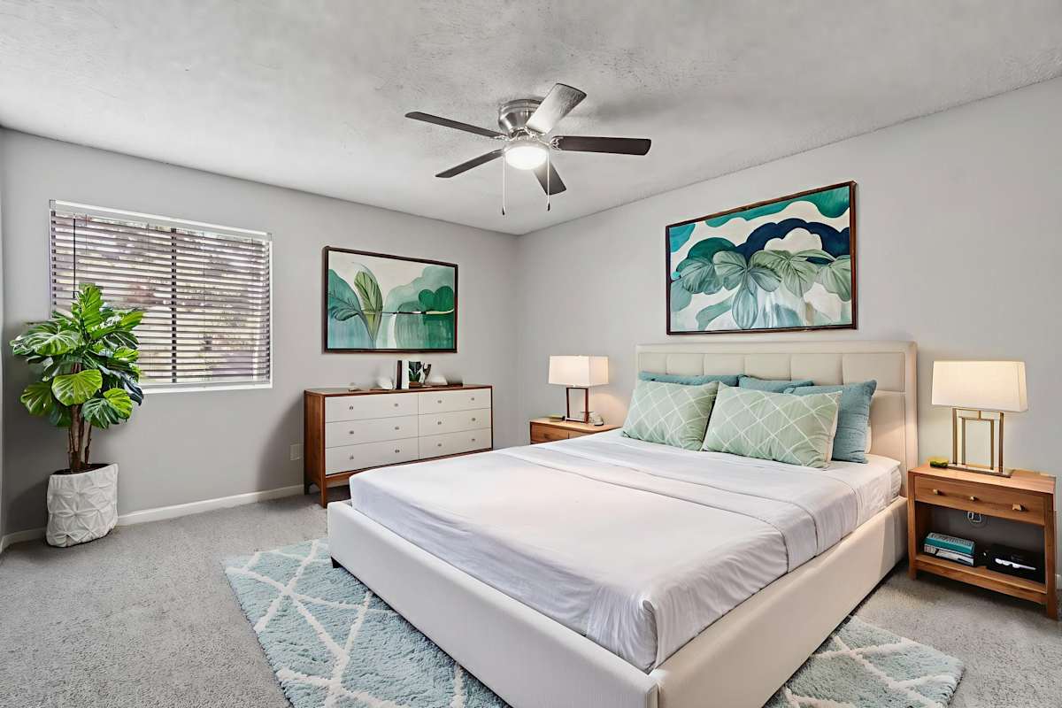 Virtually staged bedroom at Granite Bay.