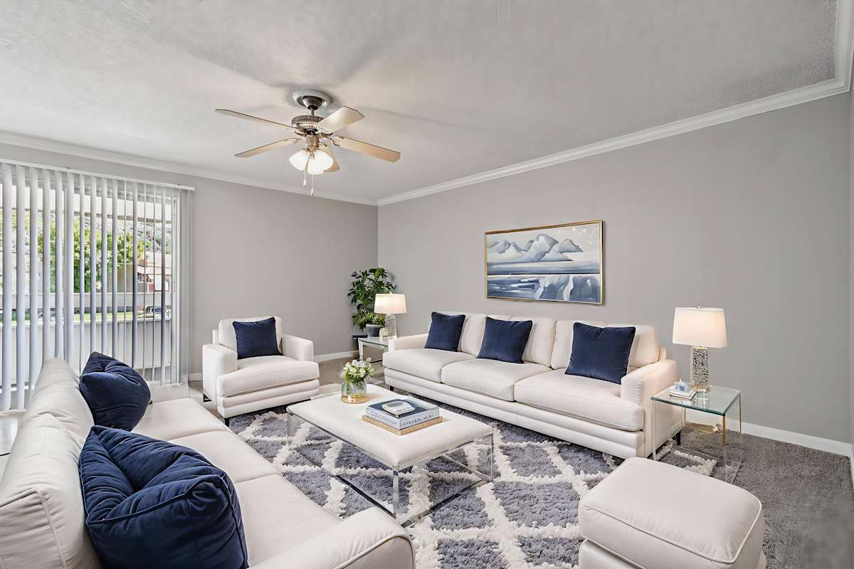 Virtually staged living area at Granite Bay.