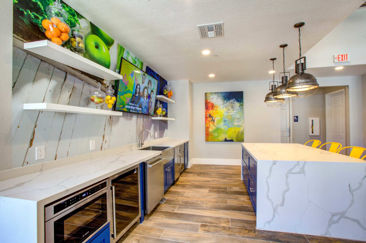 Clubhouse kitchen island and appliances at Ironhorse at Tramonto.