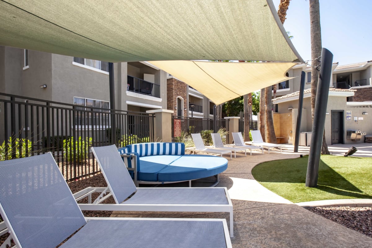 Shaded poolside seating at Ironhorse at Tramonto.