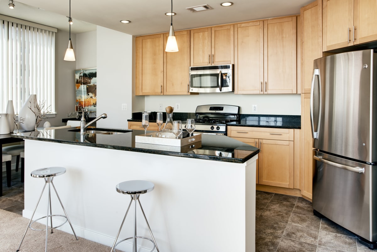 The Palatine Apartments kitchen with stainless steel appliances - Arlington, VA