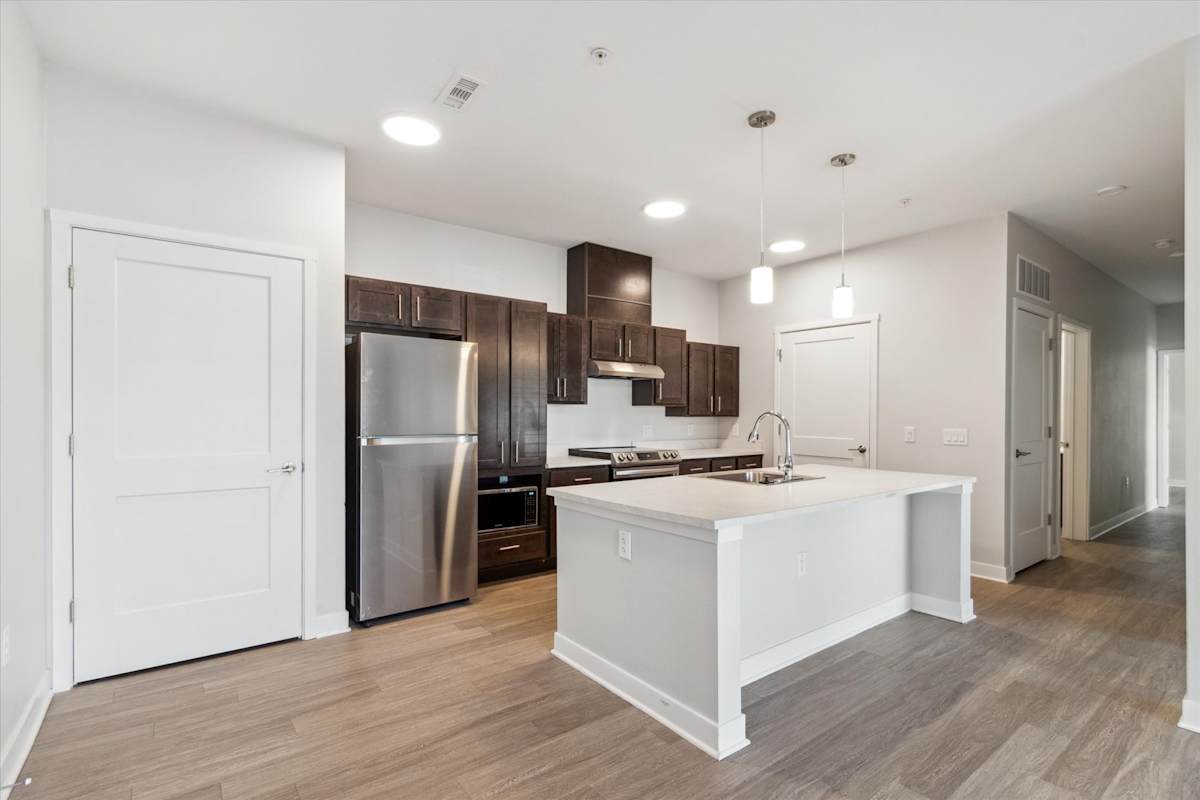 Apartment kitchen — representative home at Sunland Flats.
