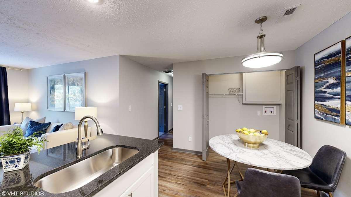 Silvertree at Little Turtle Apartments kitchen and living room - Westerville, OH