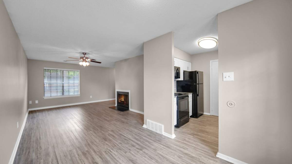 The Birches Apartment Homes living room and kitchenette - Memphis, TN