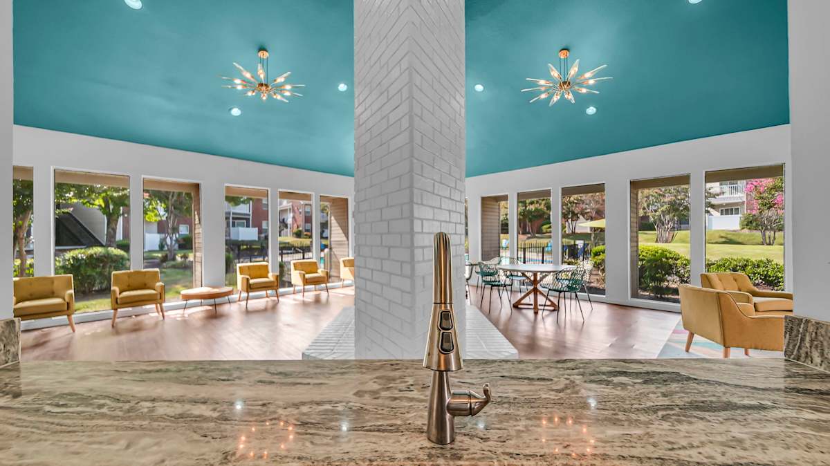The Nova Apartments clubhouse lobby with marble floor - Memphis, TN