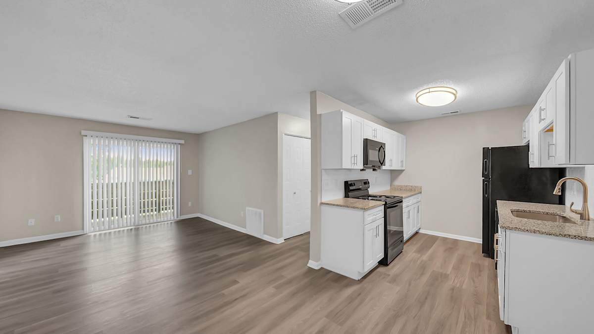 The Stella Apartments kitchen with white cabinets - Memphis, TN