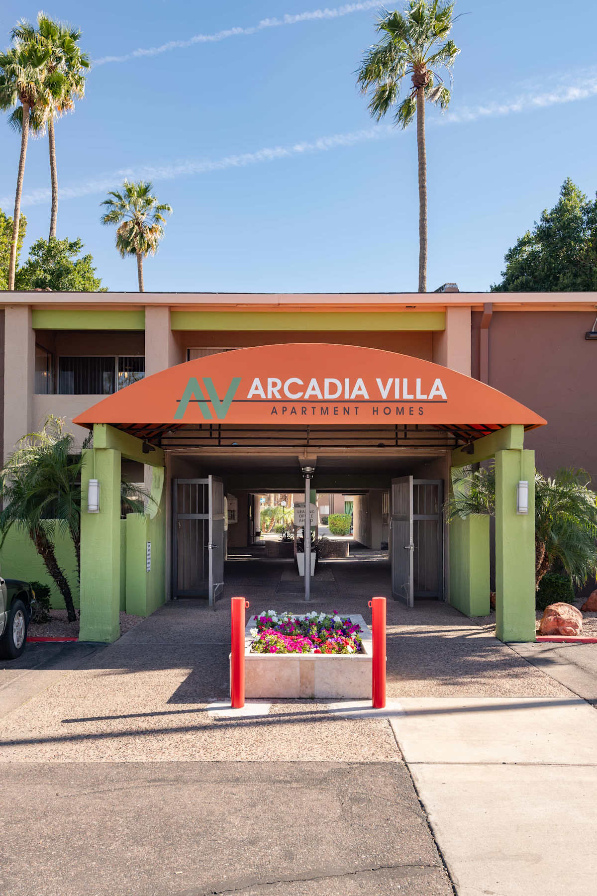 Building exterior at Arcadia Villa Apartments.