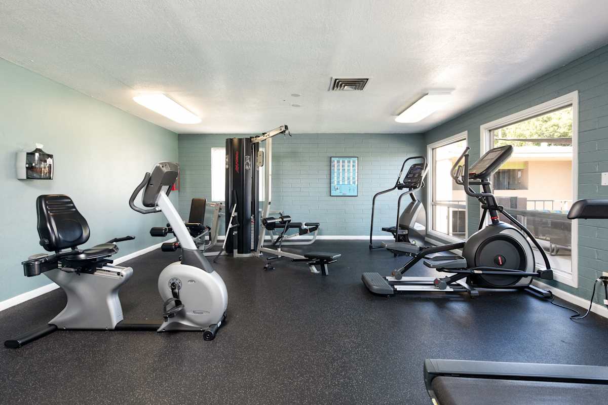 Fitness room at Arcadia Villa Apartments.