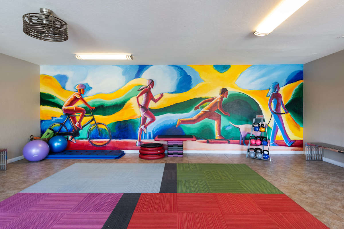 Fitness room at Arcadia Villa Apartments.