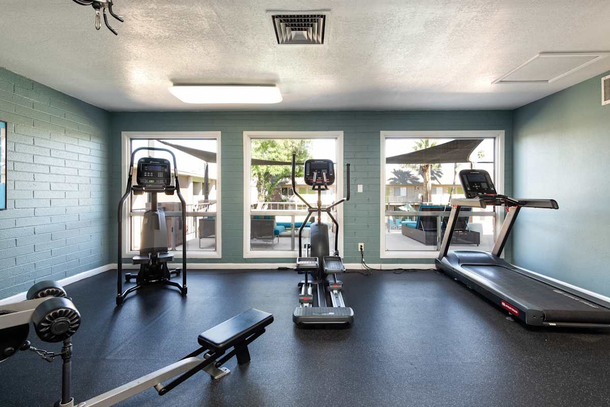 Fitness room at Arcadia Villa Apartments.