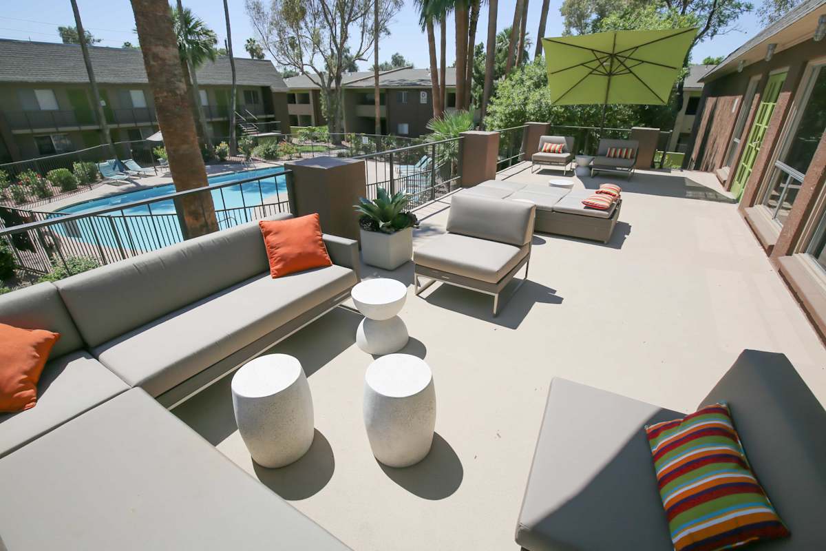Shared outdoor space at Arcadia Villa Apartments.