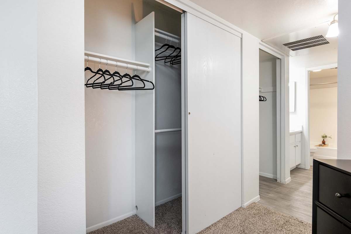 Closet storage — representative home at Stonybrook Apartments.