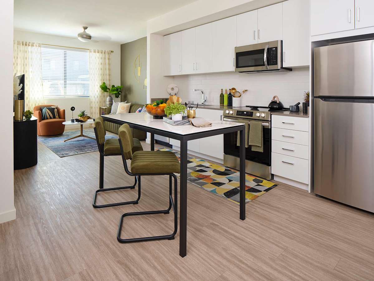 Apartment kitchen — representative home at Halogen.
