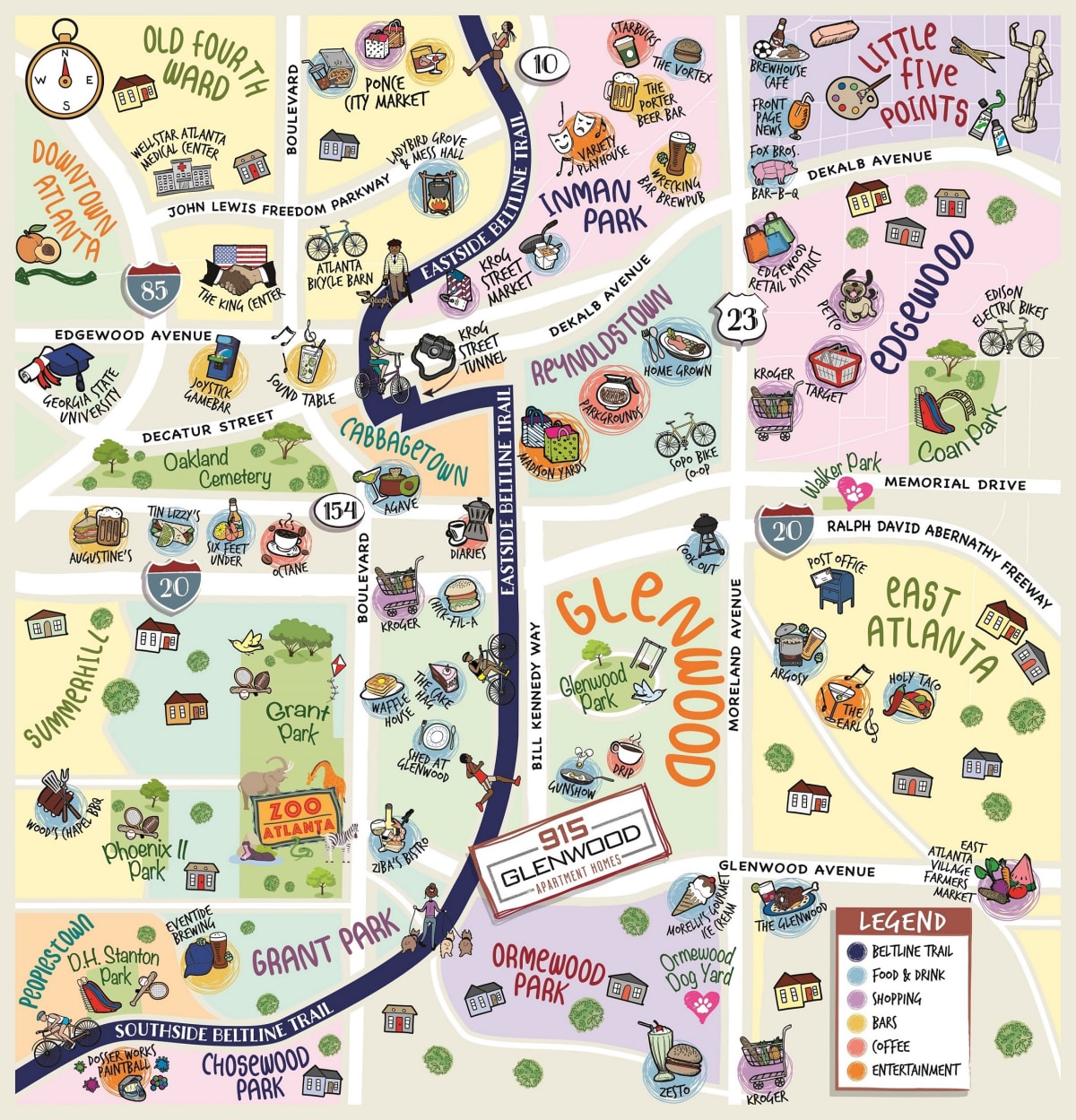 915 Glenwood Apartments on the Beltline neighborhood map - Atlanta, GA