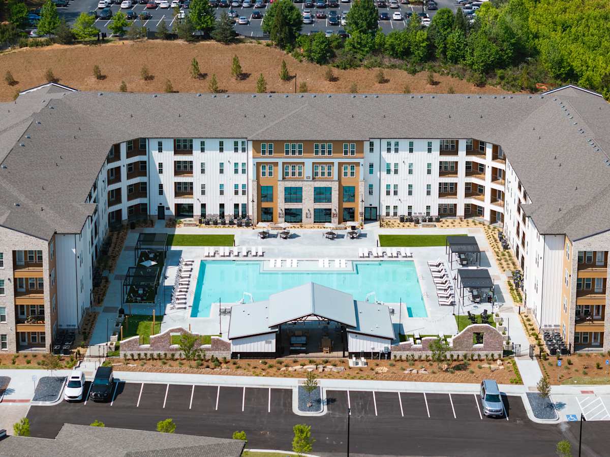 Heron Mill Apartments at Douglasville aerial view - Douglasville, GA