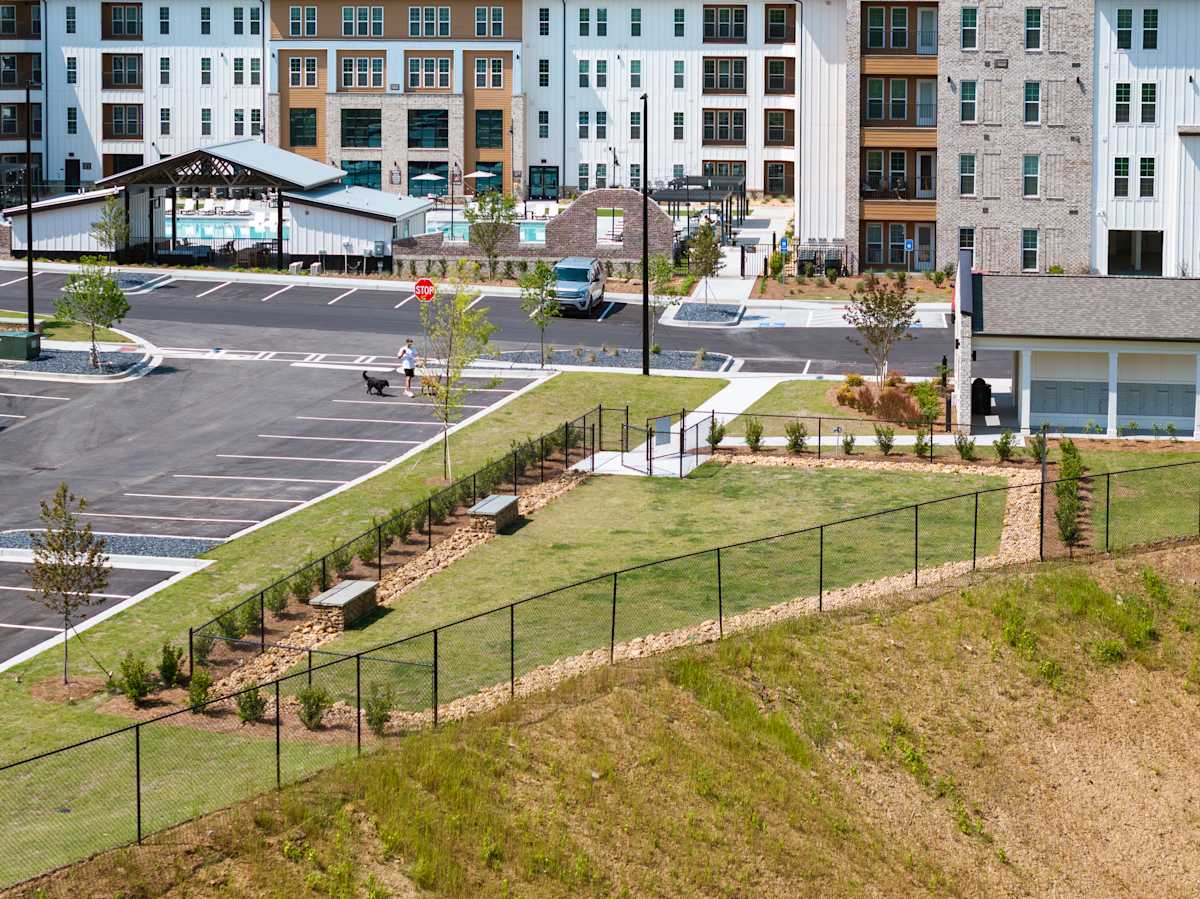 Heron Mill Apartments at Douglasville dog park aerial view - Douglasville, GA