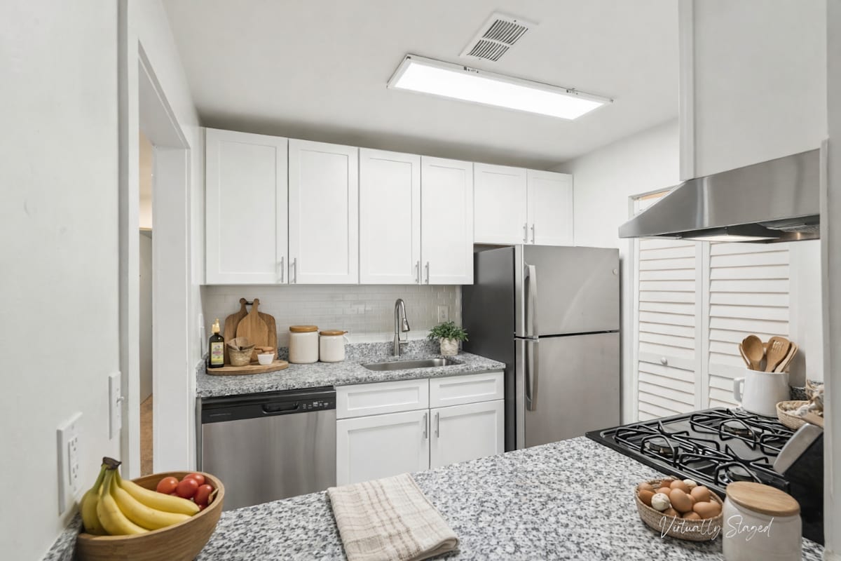 Wesley Trevento Apartments at Lithia Springs renovated kitchen with stainless steel appliances - Lithia Springs, GA