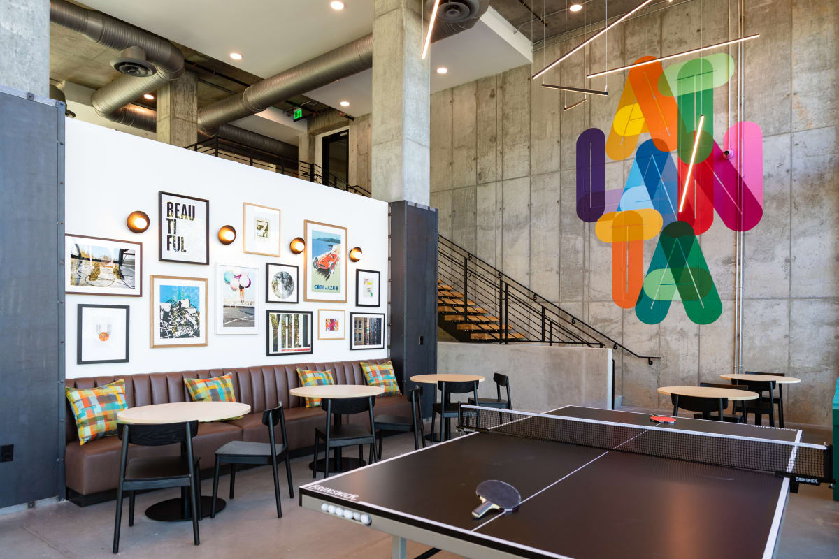 The Argos Apartments on The Beltline modern kitchen and living area - Atlanta, GA