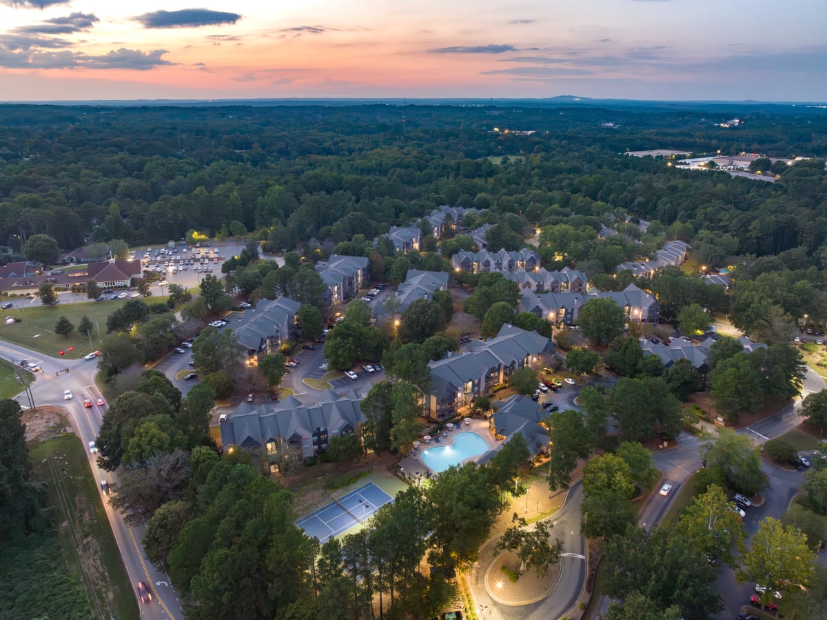 Wesley Hampstead Apartments at Douglasville aerial community view - Lithia Springs, GA