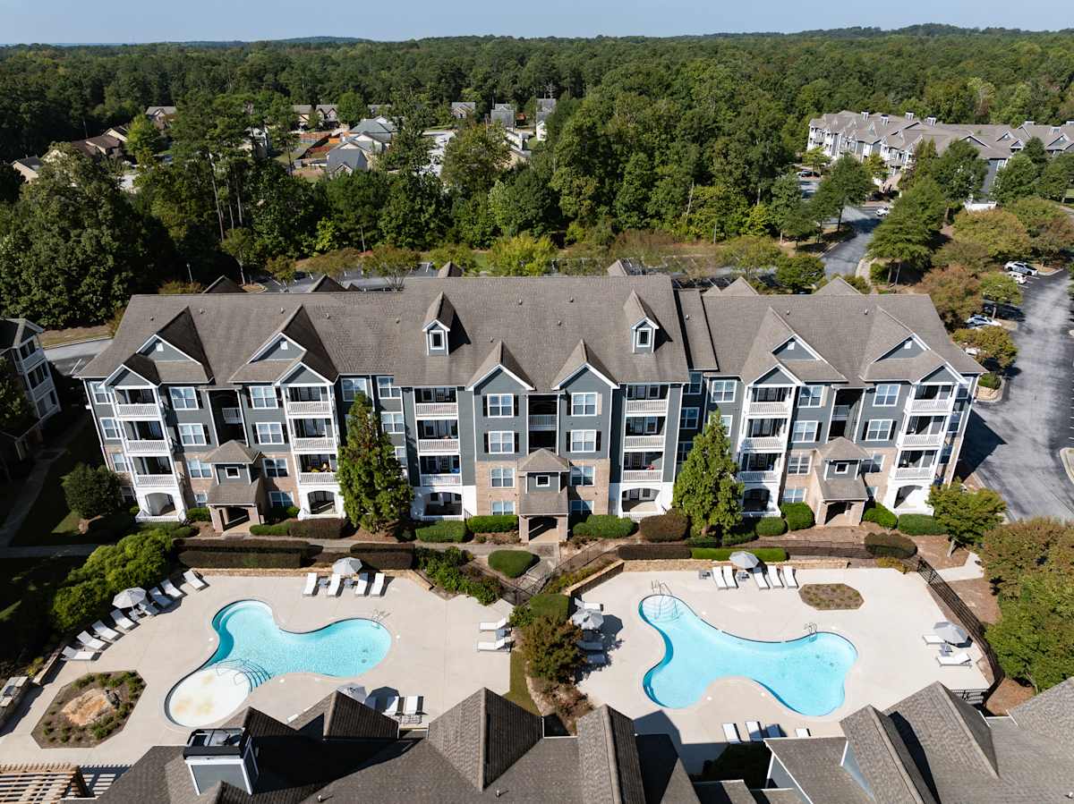 Wesley Kensington Apartments at Stonecrest drone aerial view - Stonecrest, GA