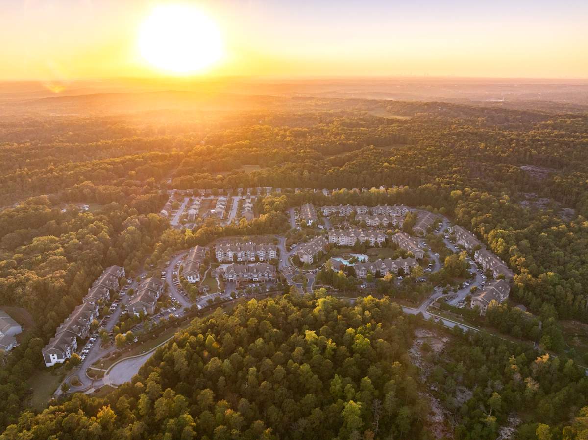 Wesley Kensington Apartments at Stonecrest aerial neighborhood view - Stonecrest, GA