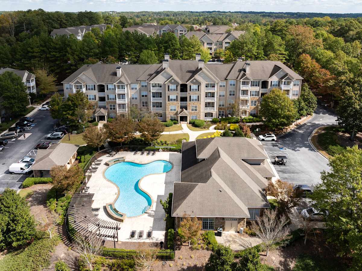 Wesley Stonecrest Apartments at Lithonia aerial view of community buildings - Stonecrest, GA