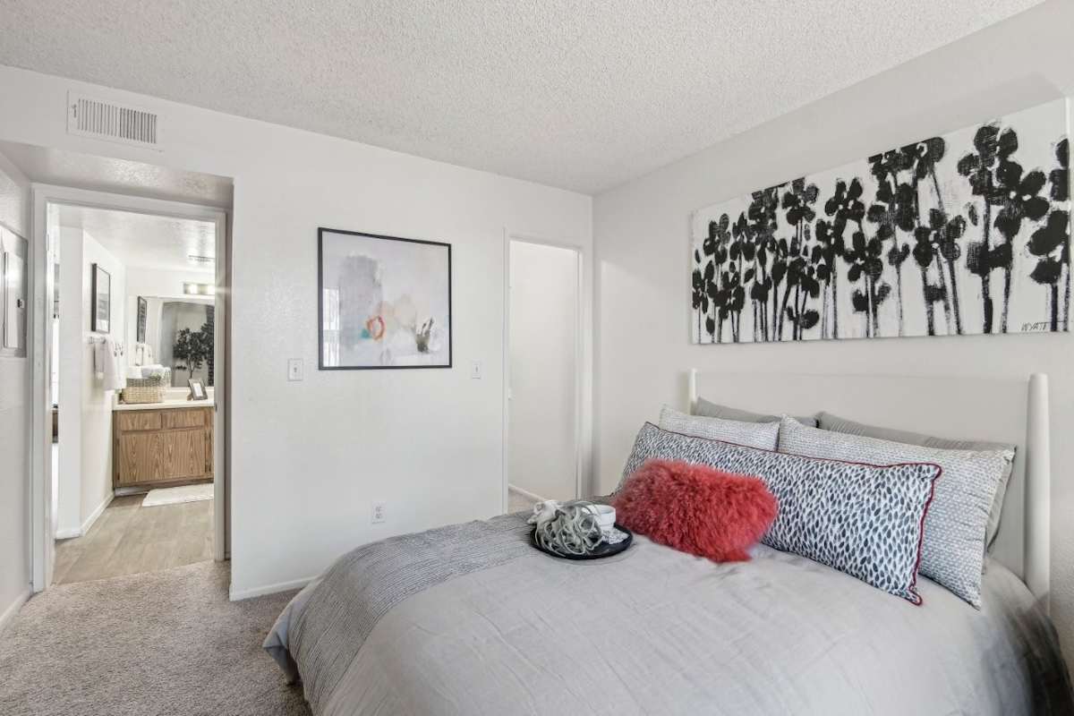 Furnished bedroom at North Mountain Village.