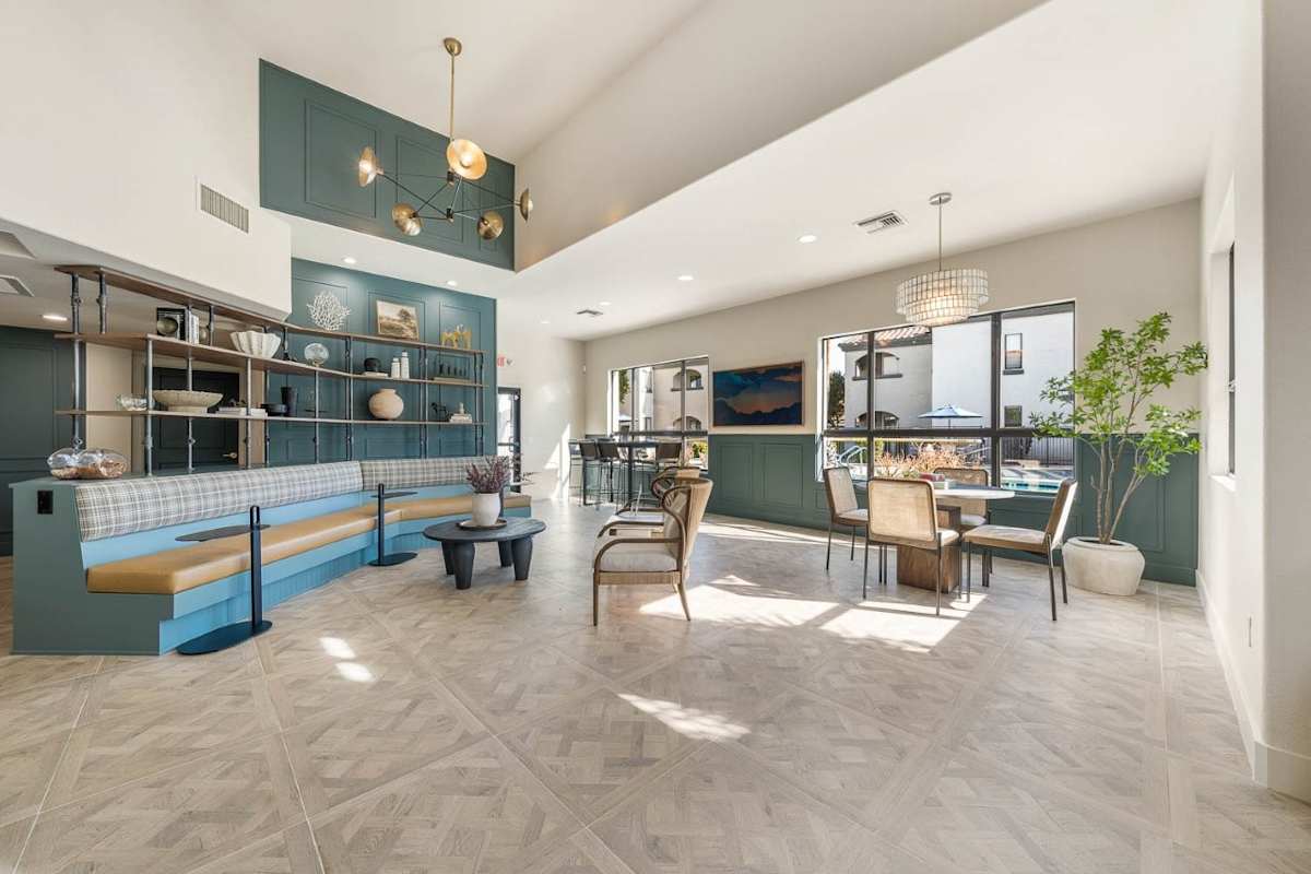 Shared interior space at Bayside Apartments.