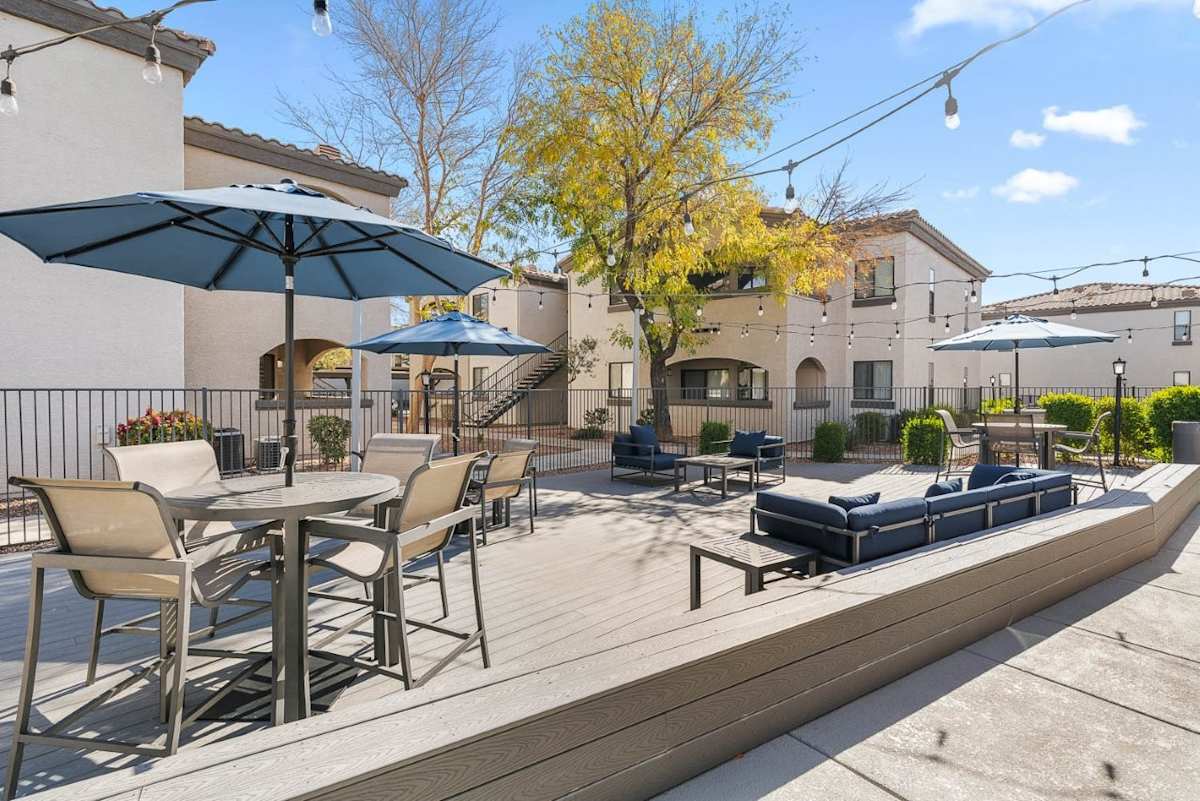Shared outdoor space at Bayside Apartments.