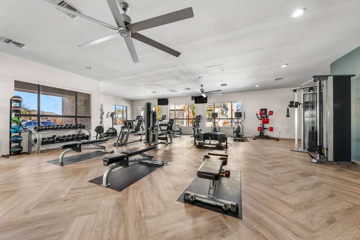 Fitness room at Bayside Apartments.